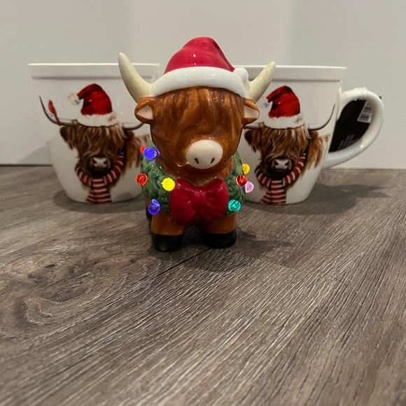 Hobby Lobby Other - Super Cute Hereford Cows Christmas Mugs and Light-up Cow Figurine- NWT